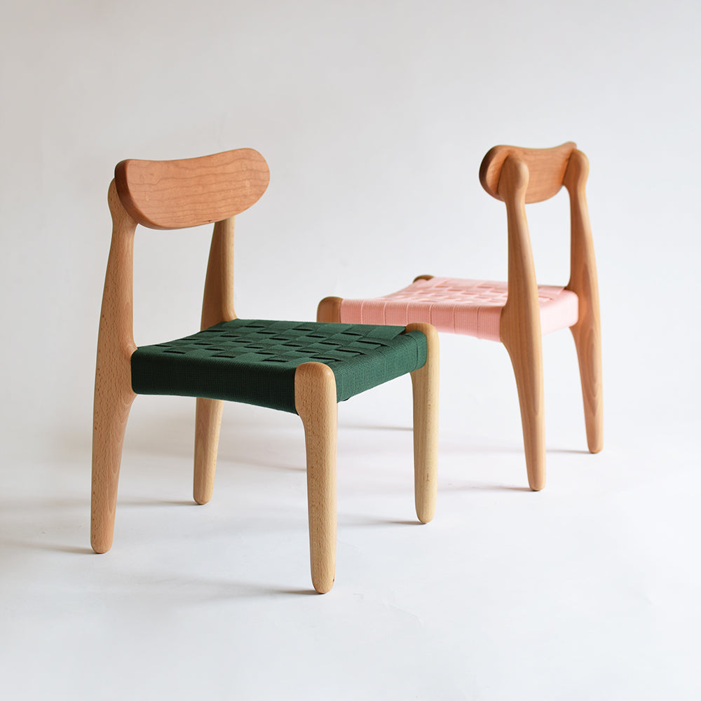 cucu kids chair/beech×cherry/acrylic tape